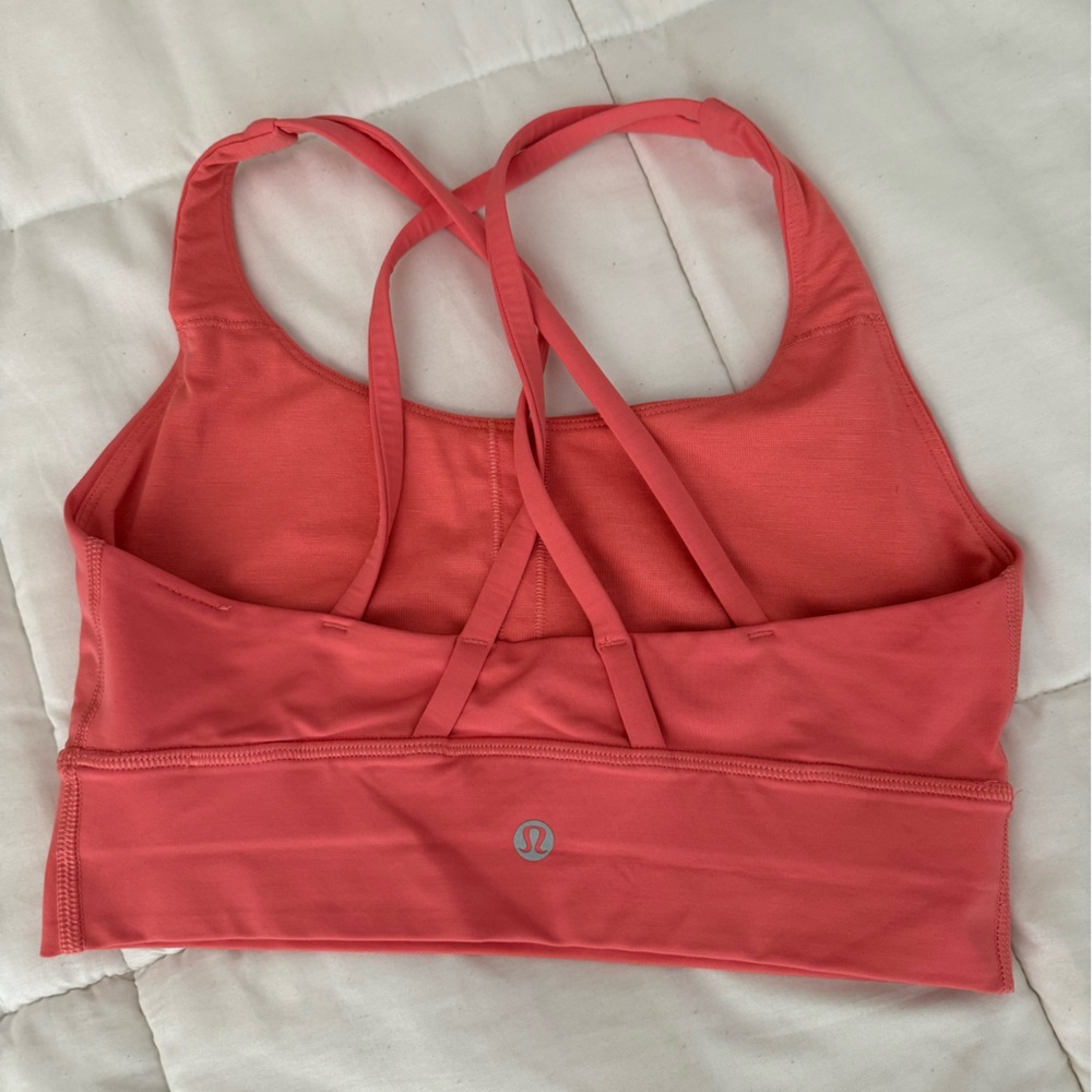 Lululemon Energy Longline Bra *Medium Support, B–D Cups Raspberry Cream Orange - Picture 7 of 9